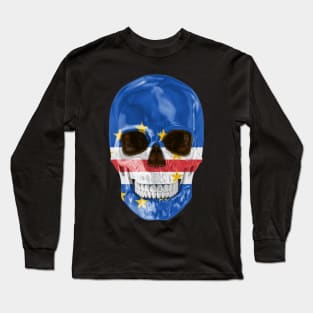 Cape Verde Flag Skull - Gift for Cape Verdean With Roots From Cape Verde Long Sleeve T-Shirt